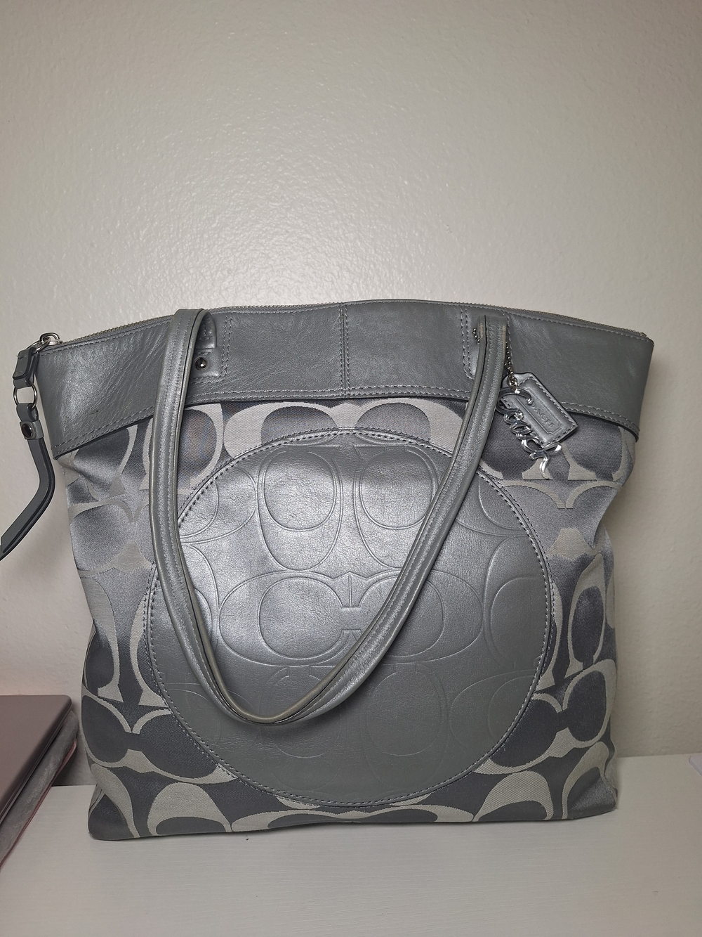 Coach Silver Gray Signature Tote - Picture 2 of 13